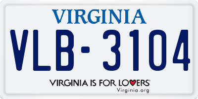 VA license plate VLB3104