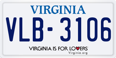VA license plate VLB3106