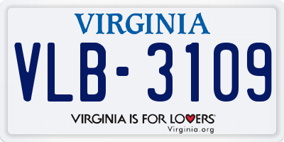 VA license plate VLB3109