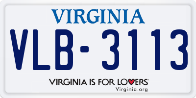 VA license plate VLB3113