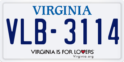 VA license plate VLB3114