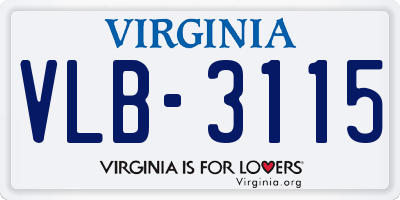 VA license plate VLB3115