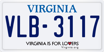 VA license plate VLB3117