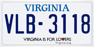 VA license plate VLB3118