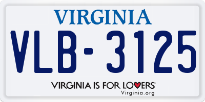 VA license plate VLB3125