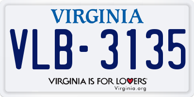 VA license plate VLB3135
