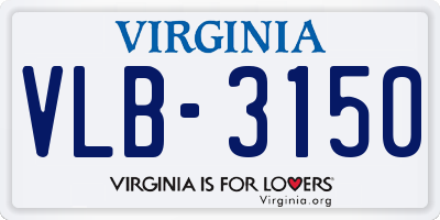 VA license plate VLB3150