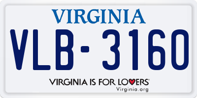 VA license plate VLB3160
