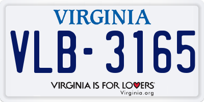 VA license plate VLB3165