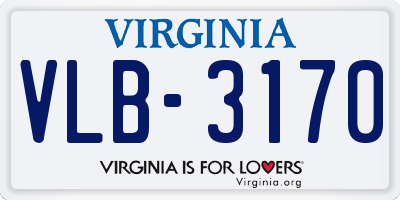 VA license plate VLB3170