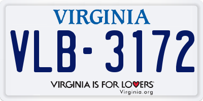VA license plate VLB3172