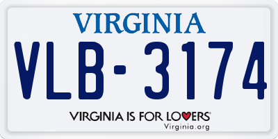 VA license plate VLB3174