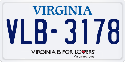 VA license plate VLB3178