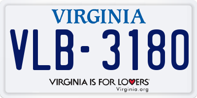 VA license plate VLB3180