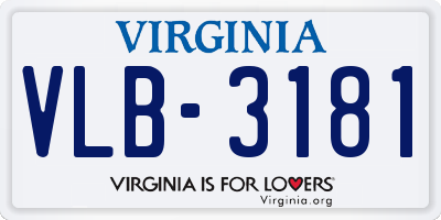 VA license plate VLB3181