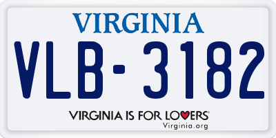 VA license plate VLB3182