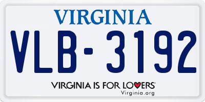 VA license plate VLB3192