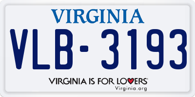 VA license plate VLB3193