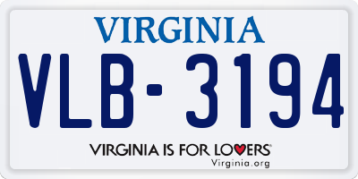 VA license plate VLB3194