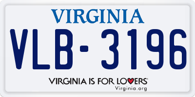 VA license plate VLB3196