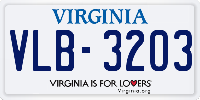VA license plate VLB3203