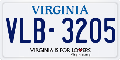 VA license plate VLB3205