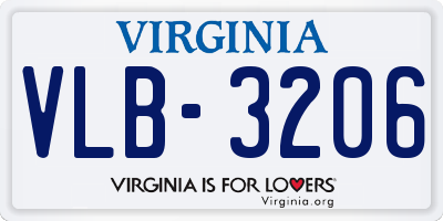 VA license plate VLB3206