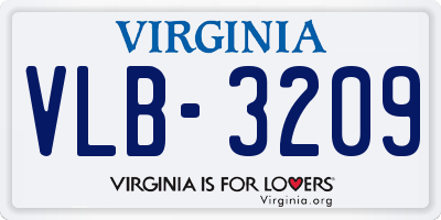 VA license plate VLB3209