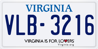 VA license plate VLB3216