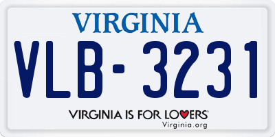 VA license plate VLB3231