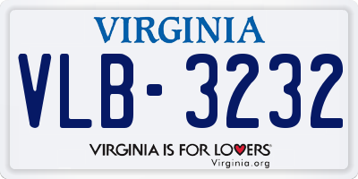 VA license plate VLB3232