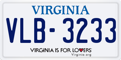 VA license plate VLB3233