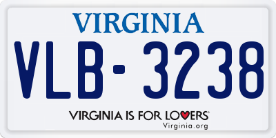 VA license plate VLB3238