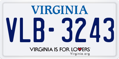 VA license plate VLB3243