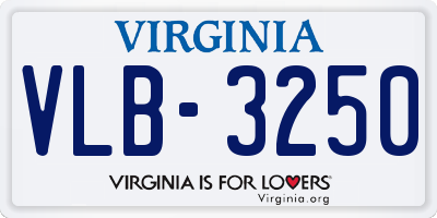 VA license plate VLB3250
