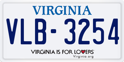 VA license plate VLB3254