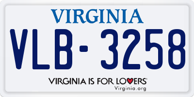 VA license plate VLB3258