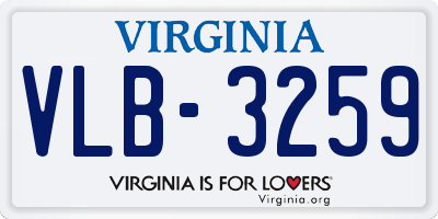 VA license plate VLB3259