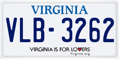 VA license plate VLB3262