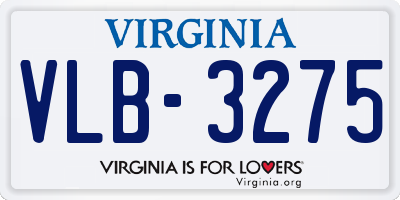 VA license plate VLB3275