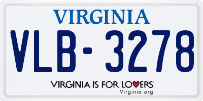 VA license plate VLB3278