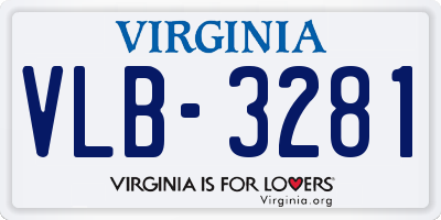 VA license plate VLB3281