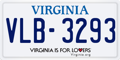 VA license plate VLB3293