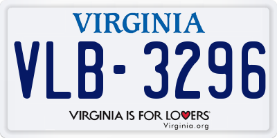 VA license plate VLB3296