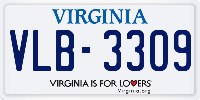 VA license plate VLB3309