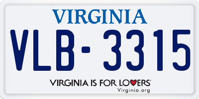 VA license plate VLB3315