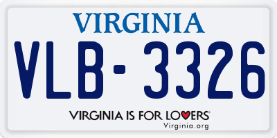 VA license plate VLB3326