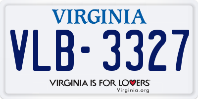 VA license plate VLB3327