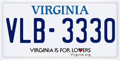 VA license plate VLB3330