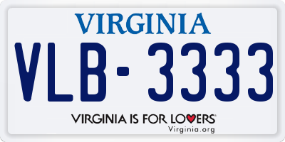 VA license plate VLB3333